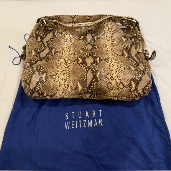 Stuart Weitzman Tan Snake Print Shoulder Bag main image 0